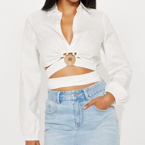 Fashion Nova White Cut-Out Blouse